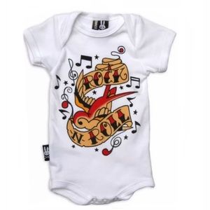 Six Bunnies Baby One Piece White Rock N Roll Romper Rockabilly Punk Tattoo 3-6m